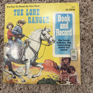 The Lone Ranger book and record 45 RPM Vintage Gem NOS